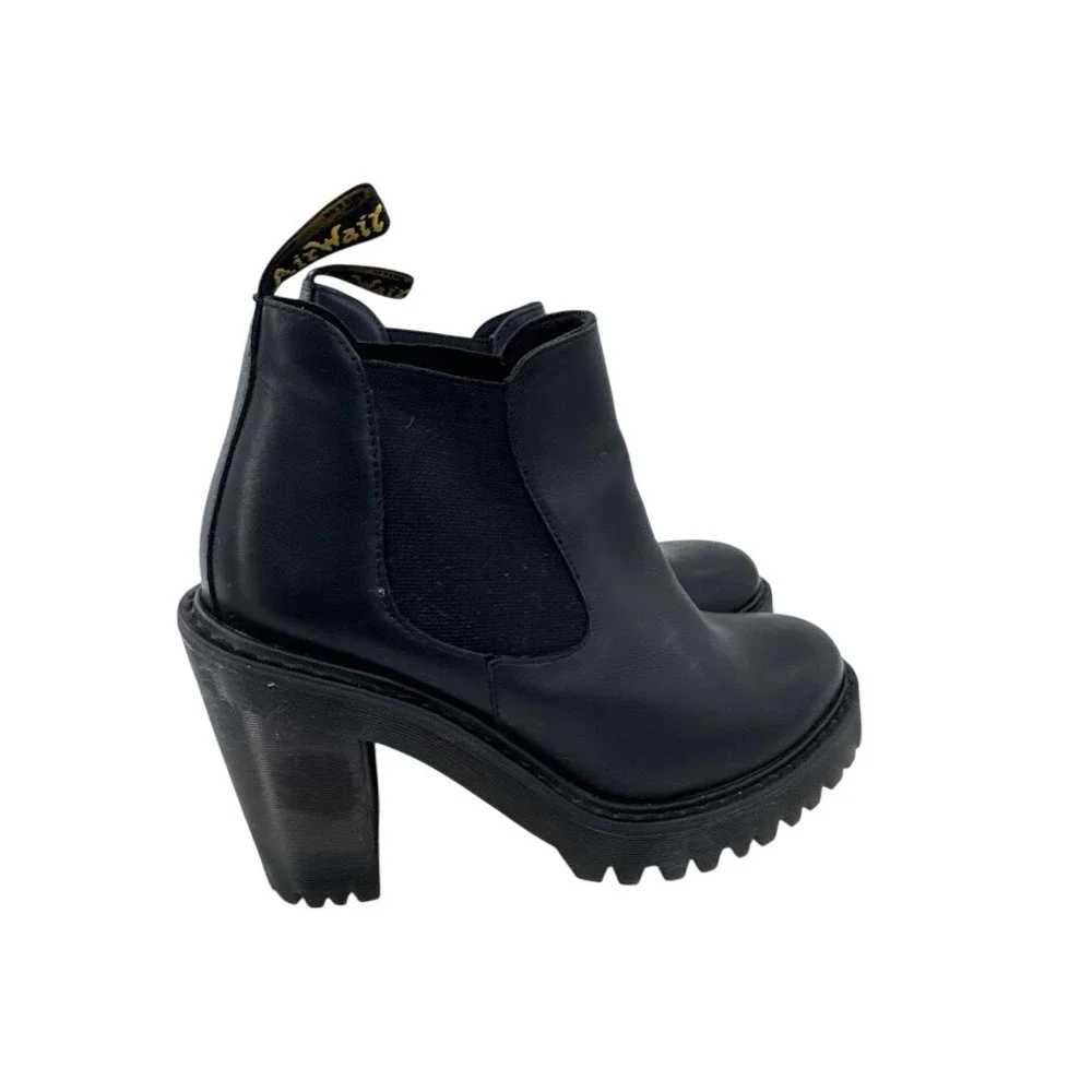 Dr. Martens Hurston Black Leather‎ Heeled Chelsea Boots Womens 8 AW004